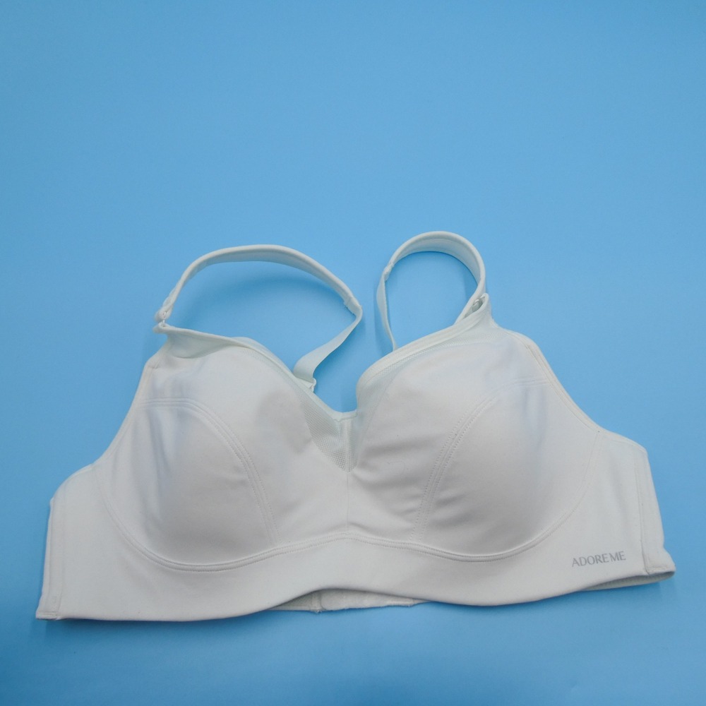 Adore Me Sports Bra Womens 36D Wirefree White Mesh Trim Polyester Spandex‎